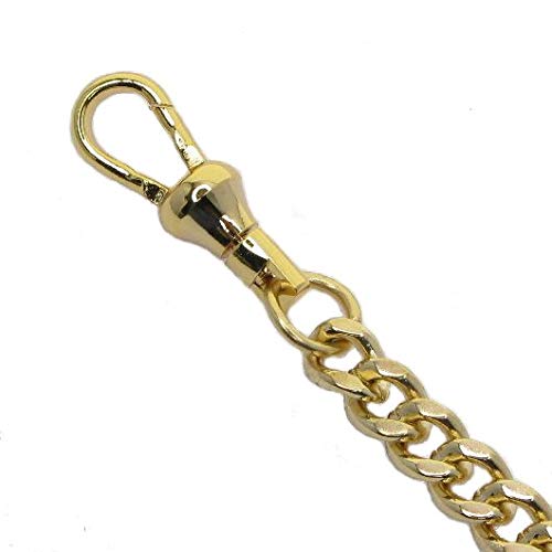 [Australia] - WATCHVSHOP Albert Chain Gold Tone Pocket Watch Chain Vest Chain for Men Fob T Bar with Swivel Clasp and Ancient France Coin Design Medal Charm Fob AC78A 