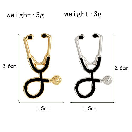 [Australia] - JOYID 2pcs/Set Cute Stethoscope ECG Brooch Medical Doctor Nurse Enamel Lapel Collar Pins Brooch for Women Men Children 
