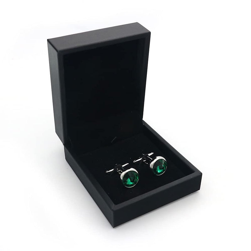 [Australia] - iGame Men's Luxury Crystal Cufflinks Green Color Stone Quality Wedding Cuff Links with Gift Box 