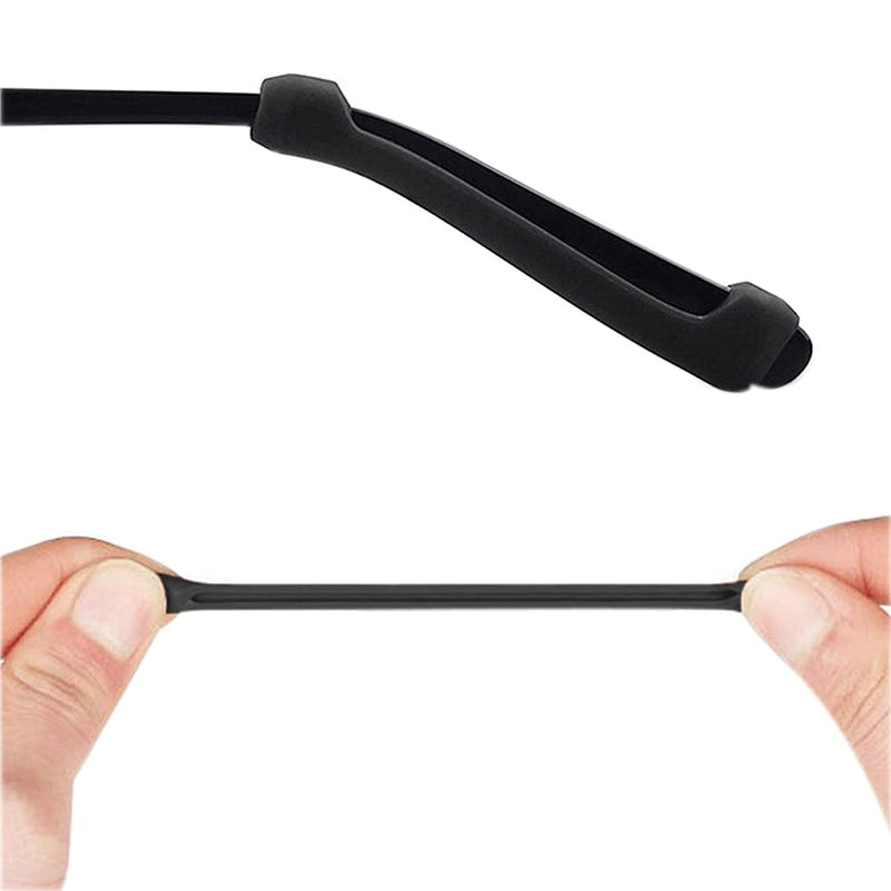 [Australia] - 4 Pairs Eyeglasses Temple Tips Sleeve Retainer, Soft Silicone Anti-Slip Elastic Comfort Glasses Retainers for Sunglasses and Glasses Eyewear (Black,Clear,Grey,Brown) 