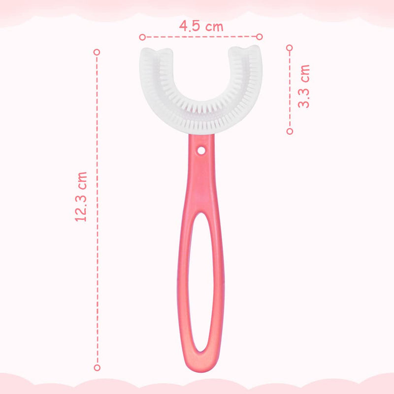 [Australia] - Vicloon U Shaped Toothbrush, 3Pcs Whole Mouth Children's Toothbrush with Soft Silicone Brush Head Gentle for Sensitive Teeth (2-6 Years) Blue+pink+rose Red 