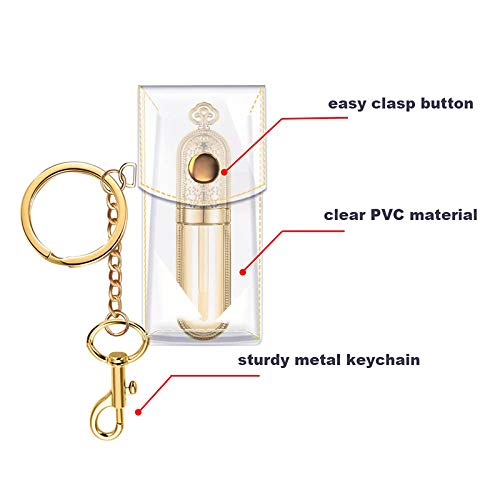[Australia] - DGQ Clip-on Sleeve Chapstick Pouch Keychain Lipstick Holder 1 PC Clear Lipstick Case Holder Plastic Cosmetic Storage Kit Makeup Travel Cases Organizer Bag 