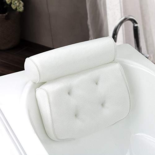 [Australia] - Bath Pillow Bathtub Pillow Cushion 3D Spa Pillow for Tub Head Neck Shoulder and Back Support, White 