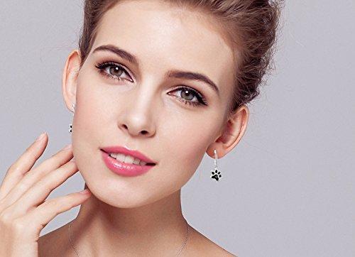 [Australia] - Paw Print Earrings 925 Sterling Silver Pet Puppy Paw Drop Dangle Earrings Dog Lover Gifts for Women 