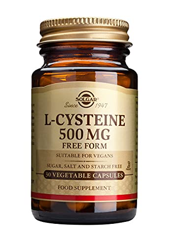 [Australia] - Solgar L-Cysteine 500 mg Vegetable Capsules - Pack of 30 - Metabolism Support - Amino Acid Supplement for Skin, Hair and Nails - Vegan, Gluten Free and Kosher 