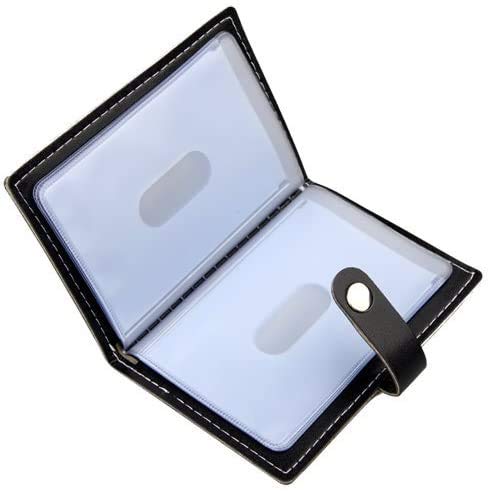 [Australia] - Karlling Slim Minimalist Soft Leather Mini Case Holder Organizer Wallet For 20 Credit Card(Black) Black 