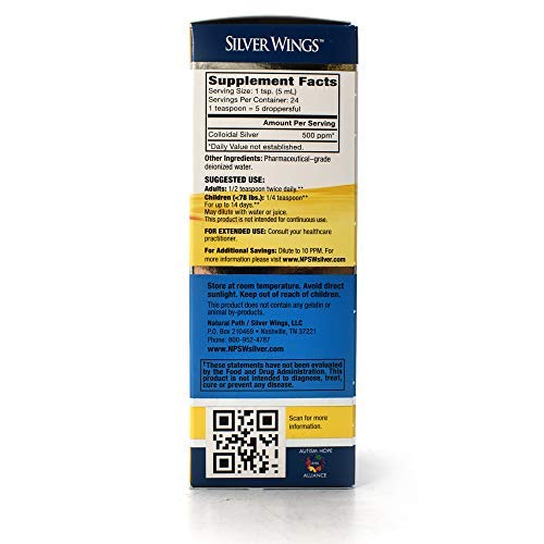 [Australia] - Natural Path Silver Wings Dietary Mineral Supplement, Colloidal Silver, 500 PPM, 4 fl. oz. / 120 ml 