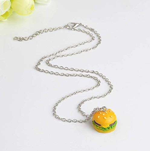 [Australia] - YINLIN Cartoon 2/Pcs Hamburger and French Fries Necklace BFF Jewelry silver 