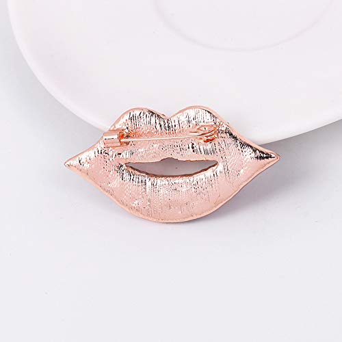 [Australia] - BELUCKIN Hot Sexy Red Lips Brooch Pin Enamel Rhinestones Valetine's Day Fashion Jewelry 