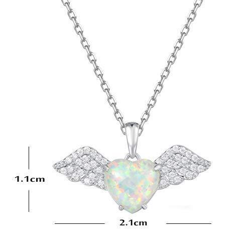 [Australia] - FANCIME 925 Sterling Silver Opal Angel Wing/Butterfly Necklace, Cubic Zirconia Necklace, with Beautiful Jewellery Box Christmas Birthday Valentine's Day for Women Girl, 40+5cm 