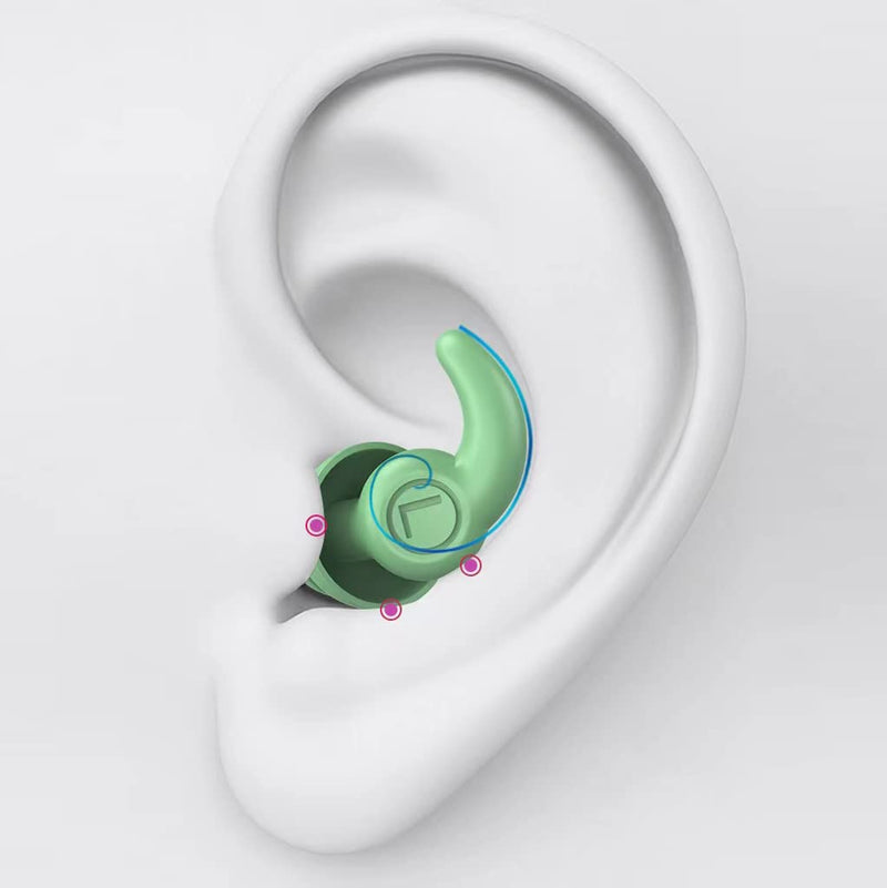 [Australia] - Sleeping Ear Plugs Noise Cancelling – Hearing Protection Earplugs for Sleep – Ultra-Soft Skin Friendly Silicone Sleep Ear Plugs – Lightweight and Comfortable – Washable and Reusable Ear Plugs Green 
