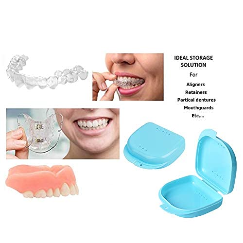 [Australia] - Y-Kelin Retainer Box Retainer Container Partial Denture Box, Light Blue+white 