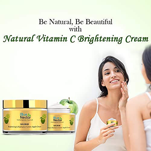 [Australia] - Blue Nectar Natural Vitamin C Cream for Face Glowing - Ayurvedic Vitamin C Daily Face Moisturizer for Skin Brightening, Anti Aging,Dark Spots,Natural Ayurvedic Herbs- Green Apple 