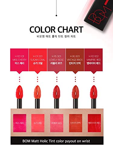 [Australia] - BOM MATT HOLIC TINT Long Lasting Lip Tint 8.5g - 5 Colors H RD101 MISS CHERRY 