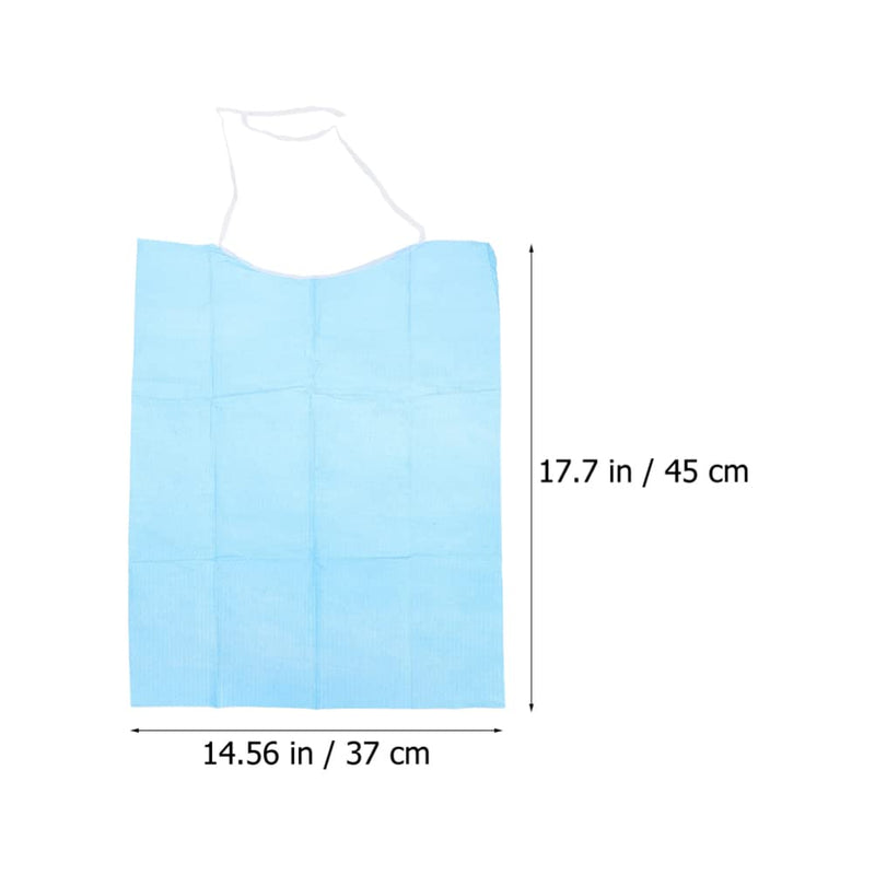 [Australia] - EXCEART 60Pcs Disposable Adult Bibs Disposable Adult Tie- Back Poly Bibs Blue Large Overhead Apron Bib for Elderly Women, Men,45X37X0.5CM 