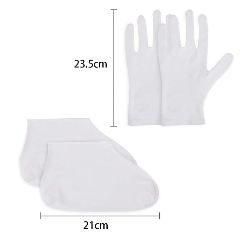 [Australia] - 4 Pairs Moisturising Gloves and 4 Pairs Socks Nabance Moisturising Cotton Gloves Moisture Socks White Hand Gloves for Dry Hands Skin Care and Foot Spa(8 pairs/16pcs) 16 Count (Pack of 1) 