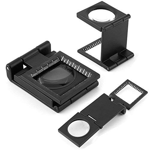 [Australia] - 10X 28mm Mini Three-Folding 10X Magnifier,Zinc Alloy Magnifier Magnifying Glass with Scale,for Textile Optical Jewelry Tool (5Pcs) 