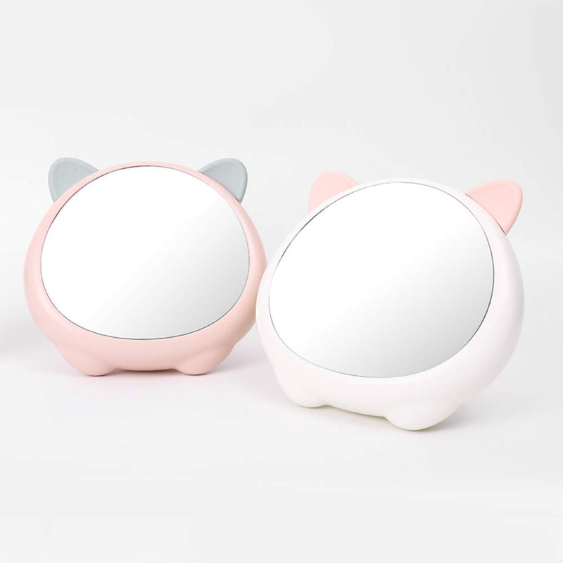 [Australia] - TBWHL Cat Desktop Mirror Makeup Mirror for Tabletop Bathroom Shower Travel Plastic Mirror (Pink) Pink 