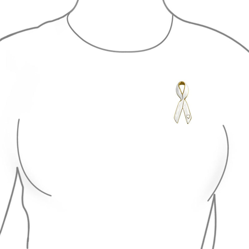 [Australia] - Bling Jewelry Open Heart Enamel Pink Ribbon Support The Cause Breast Cancer Survivor Brooch Pin for Women Silver Gold Plated White 