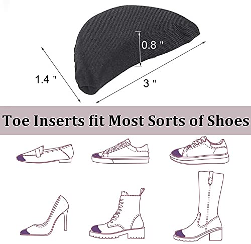 [Australia] - Toe Inserts for Shoes Too Big, 4 Pairs Shoe Inserts for Women Men, Foam Toe Filler, Shoe Fitters, Black and Beige Non-Adjustable 