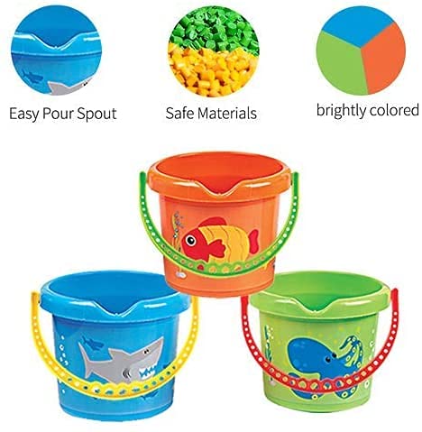 [Australia] - Hymaz Beach Toys, Large Beach Sand Buckets & Spade Set Toys for Toddlers Childrens Gifts Suitable for Summer Beach Garden Pool Outdoor Games & Party Favors 2 Pack Beach Buckets & Spades 