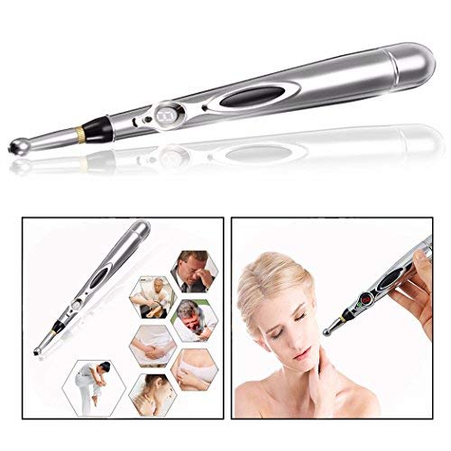 [Australia] - OFKPO Acupuncture Pen Meridian Pain Relief Massager Body Massage, Electronic Meridian Acupuncture Massager Pen (Silver) 