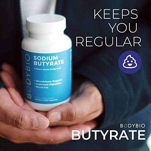 [Australia] - BodyBio POSTBIOTIC - Butyrate Supplement | Butyric Acid + Sodium | Highly Bioavailable | No Fillers | No Additives | Vegetarian-Friendly | 60 Capsules, White 60 Count (Pack of 1) 