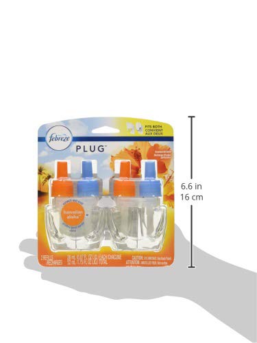 [Australia] - Febreze Plug in Air Freshener and Odor Eliminator, Scented Oil Refill, Hawaiian Aloha, 2 Count 0.87 Fl Oz (Pack of 2) A560 
