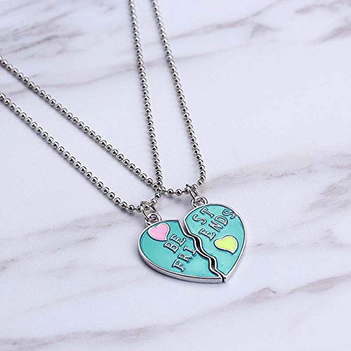 [Australia] - MJartoria BFF Necklaces for 2-Split Heart Green Cute Pendant Best Friends Forever Friendship Best Friends Necklaces for Girls, Sisters 