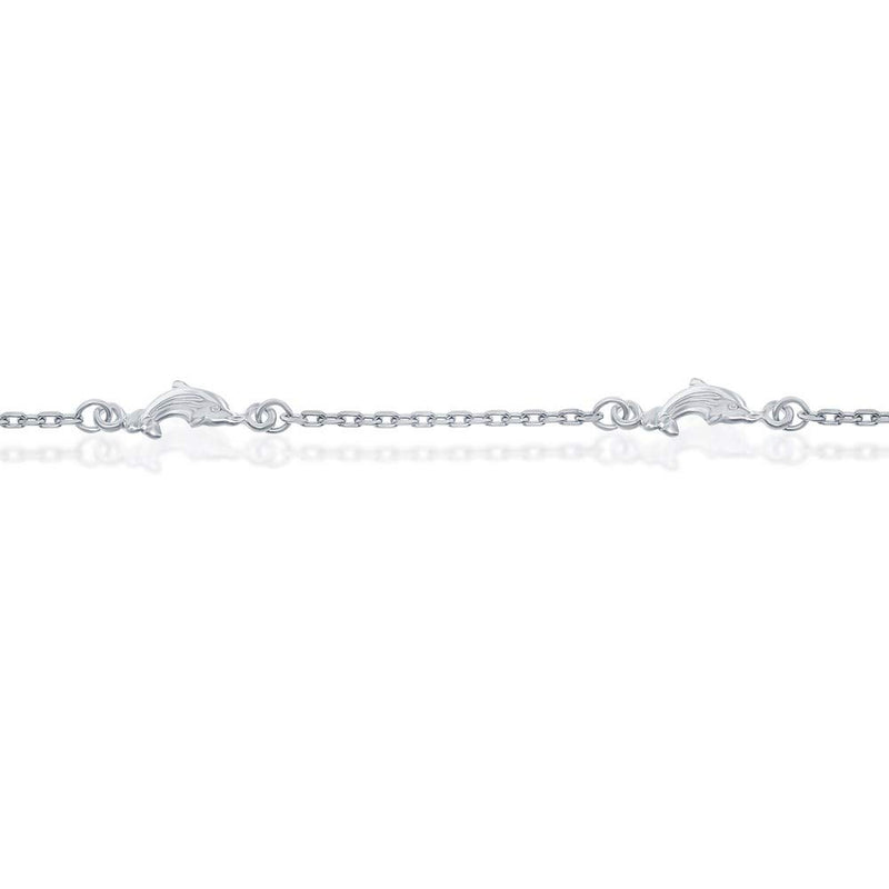 [Australia] - 925 Sterling Silver Italian High Polish Rhodium Plated Dolphin/Turtle/Butterfly/Starfish 9+1’’Nautical Anklet Bracelet Chain Jewelry for Women or Girls 