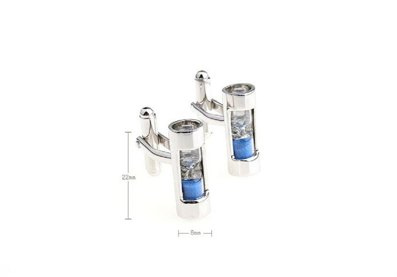 [Australia] - MRCUFF Sand Timer Hourglass Blue Steampunk Sandtimer Pair Cufflinks in Presentation Gift Box & Polishing Cloth 