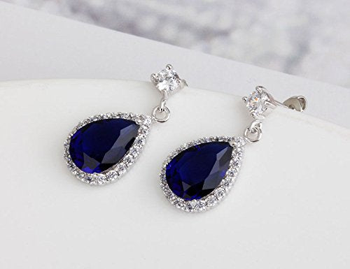 [Australia] - Crystalline Azuria Jewelry Sets for Women - Premium Wedding Jewelry Sets - Bridal Jewelry Set with Necklace and Earring for Bride - Cubic Zirconia Bridesmaid Jewelry - Formal Prom Costume Jewelry Blue 