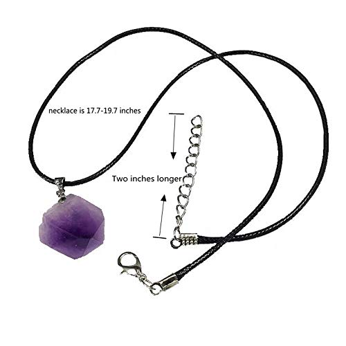 [Australia] - Natural Amethyse Crystal Pendant Necklace for Women Men Raw Amethyst Crystal Cluster Chakra Stones Energy Healing Crystals Necklace Reiki Chakra Meditation Therapy 