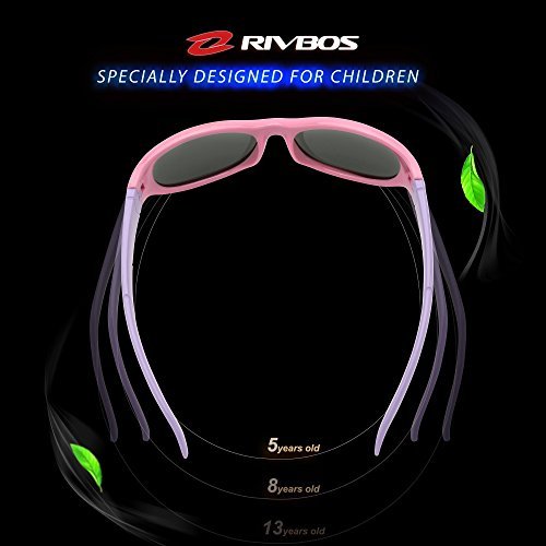 [Australia] - RIVBOS Rubber Kids Polarized Sunglasses With Strap Glasses Shades for Boys Girls Baby and Children Age 3-10 RBK003 Round Pink 