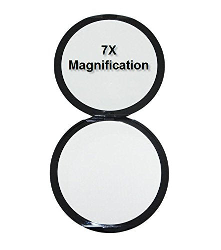 [Australia] - SKÖN lifestyle - Jessy, Perfect 7X/1X Travel Mirror - Large 4 Inch Compact Glass Mirrors - 7X magnification and traditional 1X mirror, Full 180 degree opening, Easy open and close - Black 