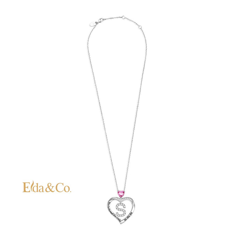 [Australia] - November Birthstone Citrine Necklace for Her Birthday Gifts She Believed She Could so She Did Sterling Silver Pink Tourmaline Peridot Jewelry Elegant Love Heart Pink Tourmaline Necklace 