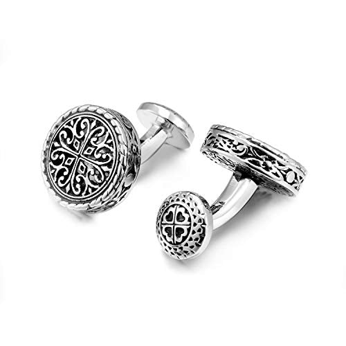 [Australia] - Cufflinks for Men Vintage Style Irish Celtic Knot Ball Return Fixed Backing Cuff links Mens French Shirts Accessory Wedding Best Man Tuxedo Studs Father's day Groomsmen Gifts Box Grey 