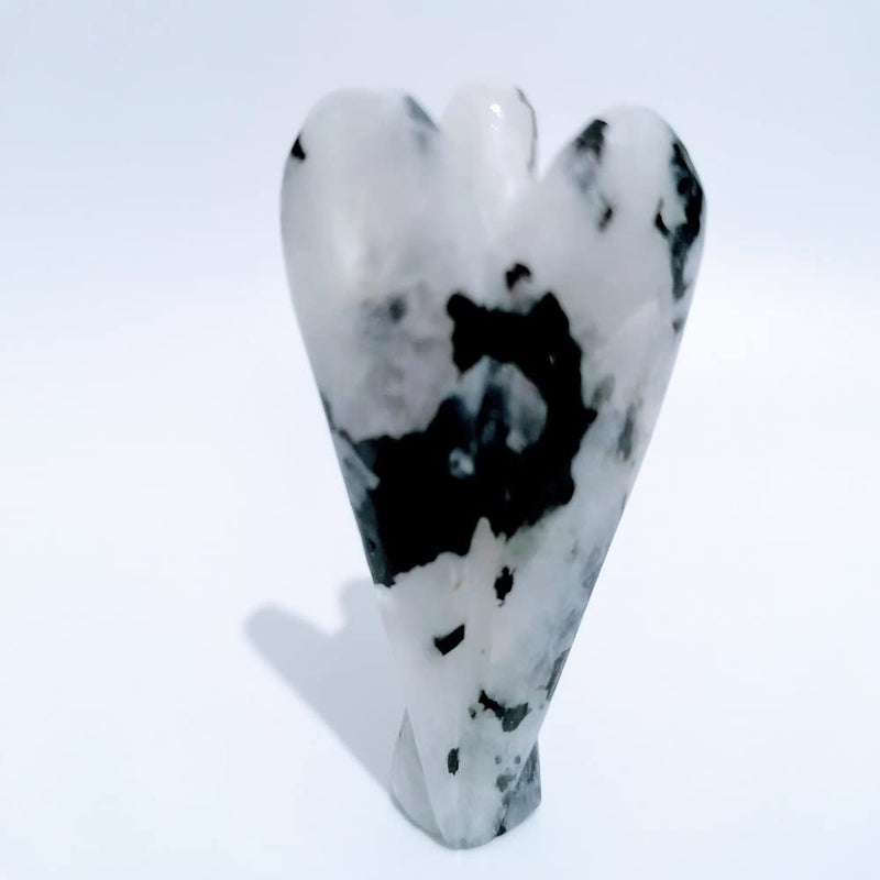 [Australia] - 2" inch Rainbow Moonstone Hand Carved Guardian Angel from Natural Gemstone Statue Pocket Mini Figurine Home Decoration, Reiki Healing Stones 