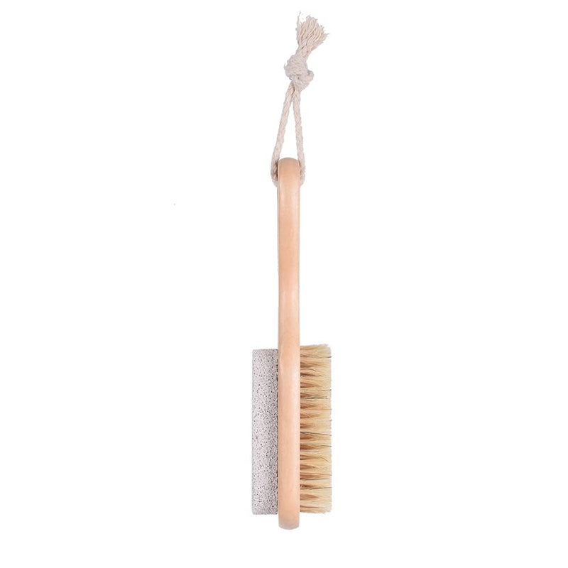 [Australia] - 1 Piece Foot Brush Foot File Callus Remover Pumice Stone Combo Foot Brush Natural Bristle Foot Brush Exfoliating Double Side Wood Brush Exfoliator Pedicures Foot Scrubber with Rope 