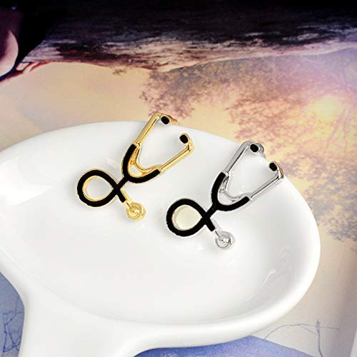 [Australia] - JOYID 2pcs/Set Cute Stethoscope ECG Brooch Medical Doctor Nurse Enamel Lapel Collar Pins Brooch for Women Men Children 