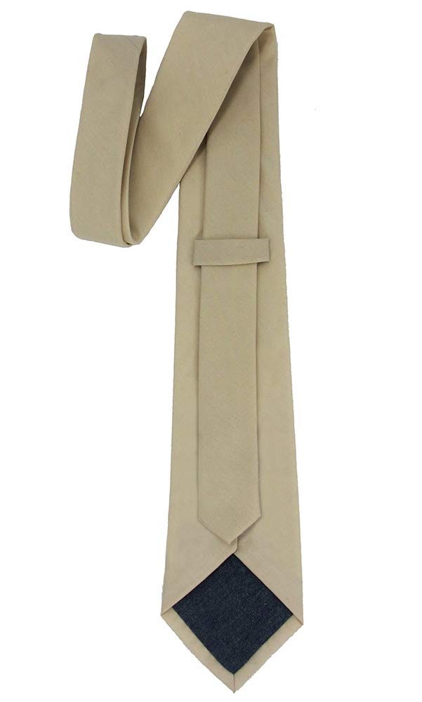 [Australia] - Kebocis Mens Solid Color Necktie Cotton Neck Tie for Men Skinny-2.6" Beige 