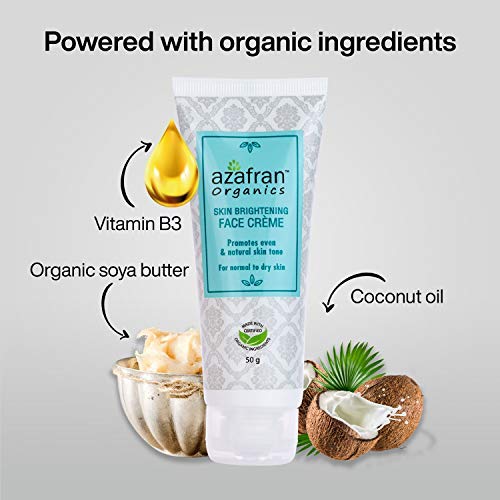 [Australia] - Azafran Organics Skin Brightening Face Cream, 50 Grams Luminous Toner, Clean Complexion and Glowing Skin With Coconut Oil and Niacinamide For Anti-Aging and Wrinkle 
