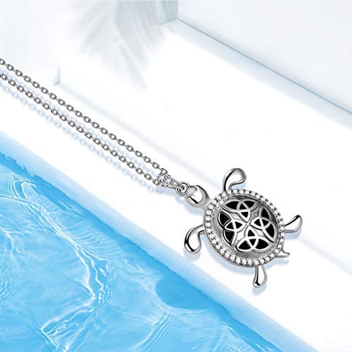 [Australia] - Elegant Amulet Necklace Gift for Women Girl Sterling Silver Teen Boy Crystal Triangle/Ankh Cross/Celtic Turtle/Iced Out Magen Star of David Pendant Necklace Minimalist Everyday Jewellery F-Celtic Turtle Necklace 