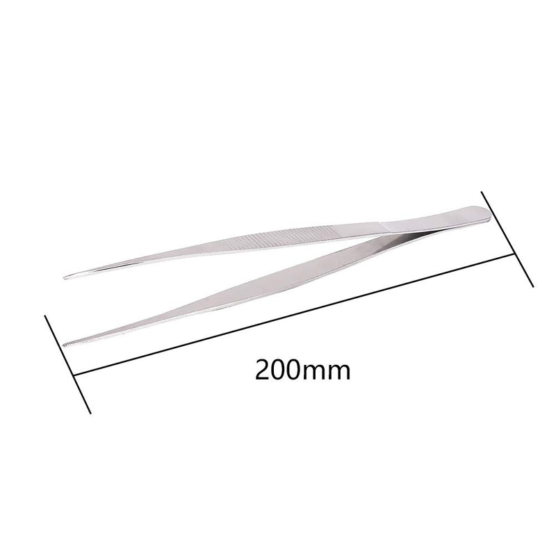 [Australia] - Utoolmart 1Pcs 200mm Lenght Stainless Steel Straight Pointed Tweezers with Serrated Tip 