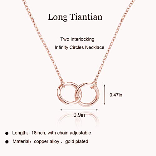 [Australia] - Best Friend Interlocking Circle Necklace for 2,Dainty Double Infinity Circle Pendent Necklace Message Card Jewelry Birthday Gift 2 rose gold 