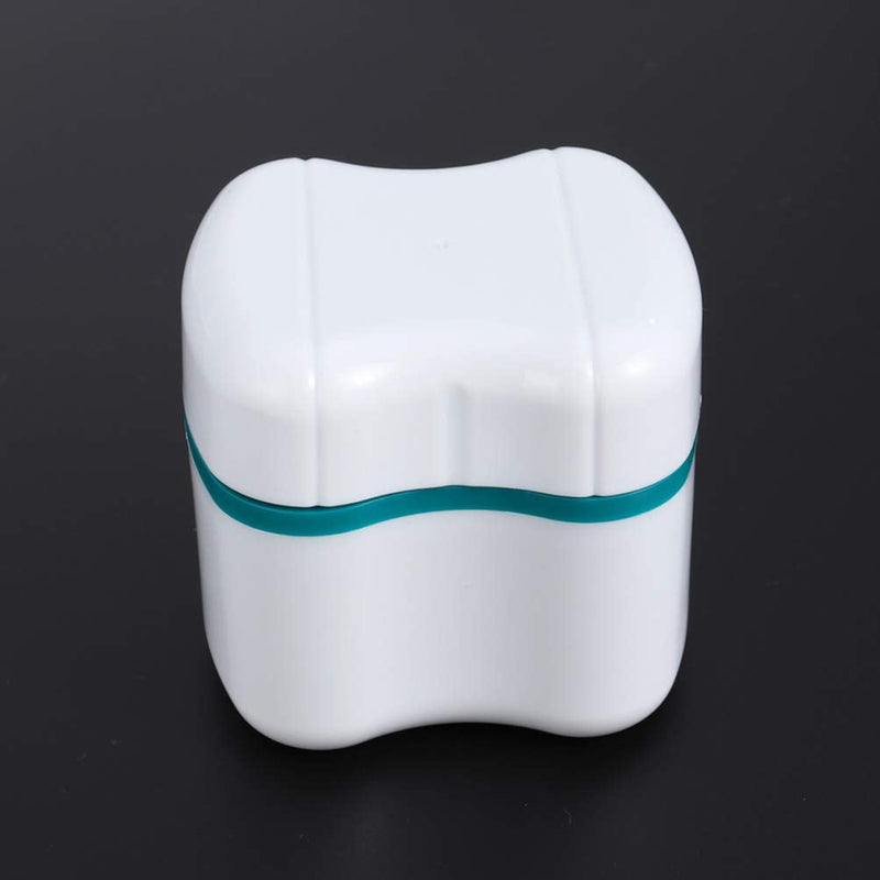 [Australia] - HEALLILY 2Pcs Denture Case Denture Cup with Strainer Retainer Case Denture Bath False Teeth Box Container for Home Travel (Green+Lake Green) Picture 1 