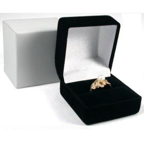 [Australia] - 12 Black Flocked Ring Gift Boxes Jewelry Displays 