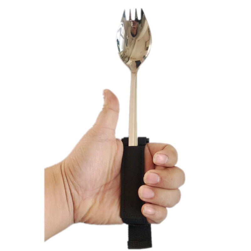 [Australia] - Elderly Eating Aid Hand Strap Adaptive Utensil Holder Easy Grip Spoon Fork Holder Belt Adjustable Dinning Helper for Weak Grip Hand Tremor Disabled Parkinson Arthritis 