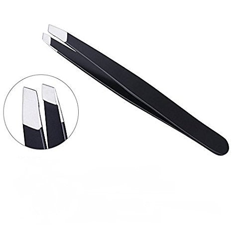 [Australia] - WOIWO 2PCS Professional Stainless Steel Tweezers,Oblique Mouth Metal Eyebrow Clip, Trim Eyebrow Black Eyebrow Tweezers, Eyebrow Clip Beauty Tools. 