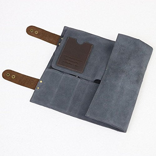 [Australia] - SMITH CHU Retro Hair Stylist Scissors Holder Pouch Cases for Hairdressers, Salon Tools Holster Bag,Genuine Cow Leather Roll-Up Organizer 